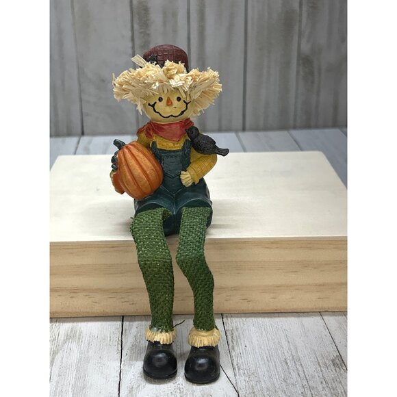 Vintage Set of 3 Scarecrow 6 inches Tall with Pumpkin Sunflower and Basket Hats - Picture 5 of 5